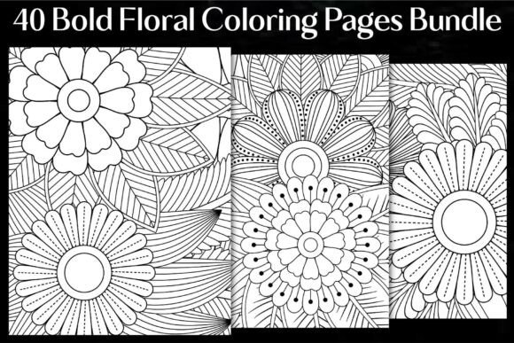 Download Bold Floral Coloring Pages Bundle - Bundle Collection