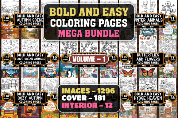Download 1296 Bold and Easy Coloring Pages Bundle - Bundle Collection