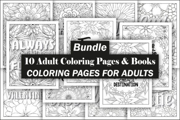Download 10 Adults Coloring Pages &amp; Books Bundle - Bundle Collection