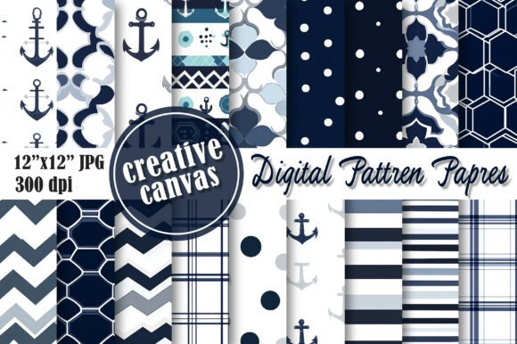 Download Navy Anchor Digital Paper Bundle - Bundle Collection
