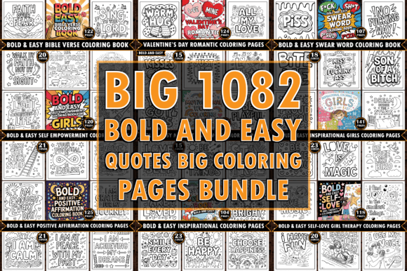 Download ADULT Bold &amp; Easy Quotes Coloring Page Bundle - Quotes Collection