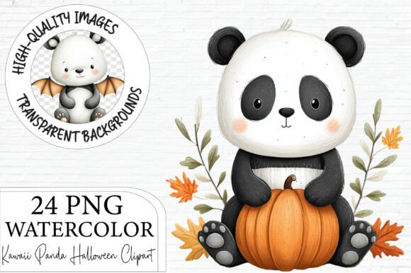 Download Kawaii Panda Halloween Clipart Bundle - Bundle Collection