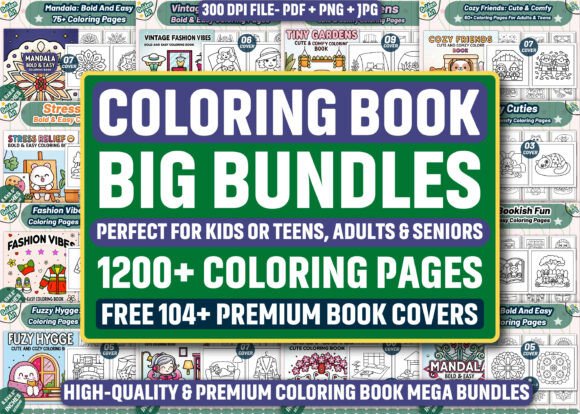 Download 1200+ COLORING PAGES MEGA BUNDLE - KDP - Bundle Collection