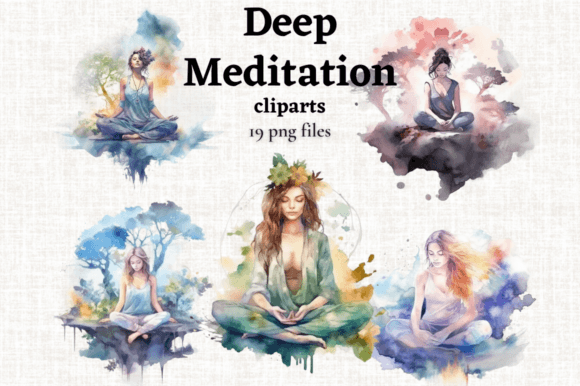 Download Watercolor Meditation Clipart Bundle - Bundle Collection