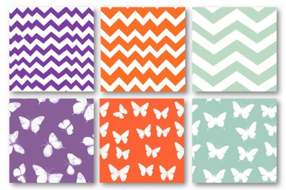 Download Butterfly Zigzag Digital Paper Bundle - Bundle Collection