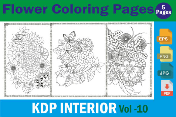 Download Floral Coloring Pages KDP ( Vol - 10 ) - Premium Bundle