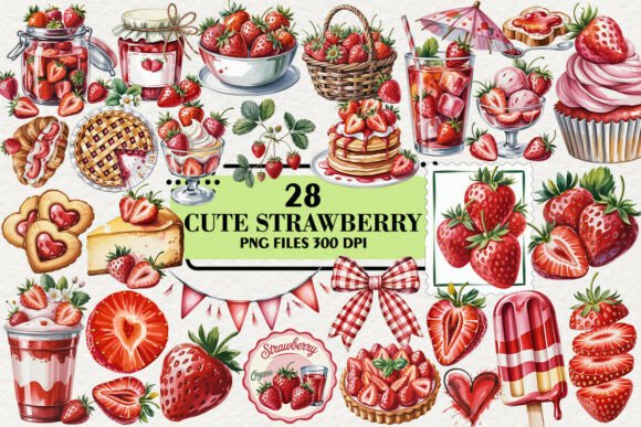 Download Kawaii Strawberry Clipart Bundle - Bundle Collection
