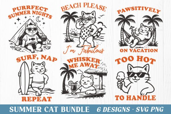 Download Summer Cat SVG Bundle Funny Beach PNG - Bundle Collection
