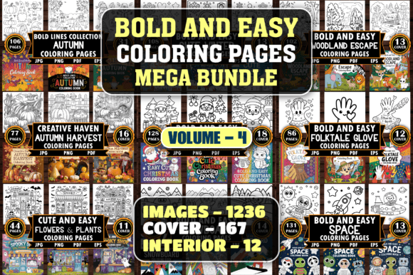 Download 1236 Bold and Easy Coloring Pages Bundle - Bundle Collection