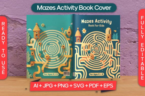 Download Mazes Activity Book Cover for Kdp - Mazes activity book Collection