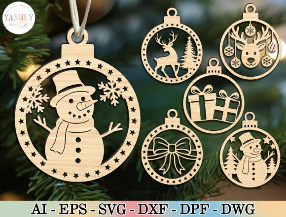 Download Christmas Wooden Ornament SVG Bundle - Bundle Collection