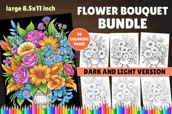 Download Flower Bouquet Bundle Coloring Book - Bundle Collection