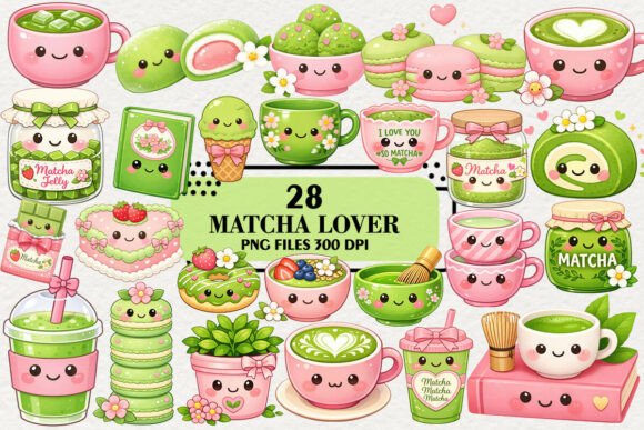 Download Kawaii Matcha Lover Clipart Bundle - Bundle Collection