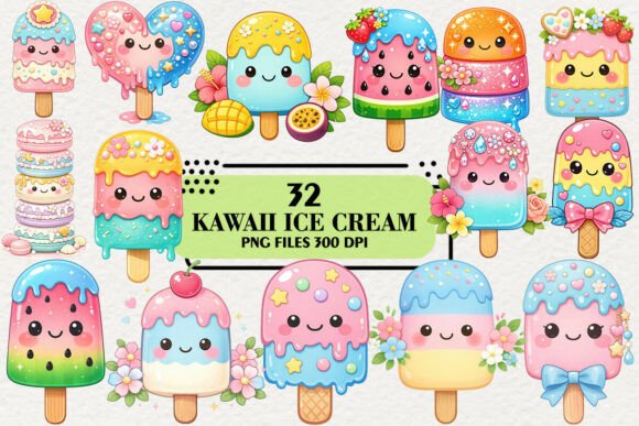 Download Kawaii Pastel Ice Cream Clipart Bundle - Bundle Collection