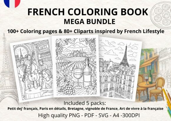 Download MEGA BUNDLE Coloring Book "La France" 🥐 - Bundle Collection