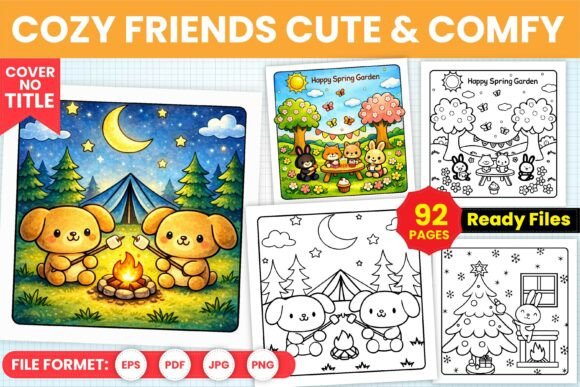 Download Cozy Friends Cute &amp; Comfy Coloring Pages - Premium Resources